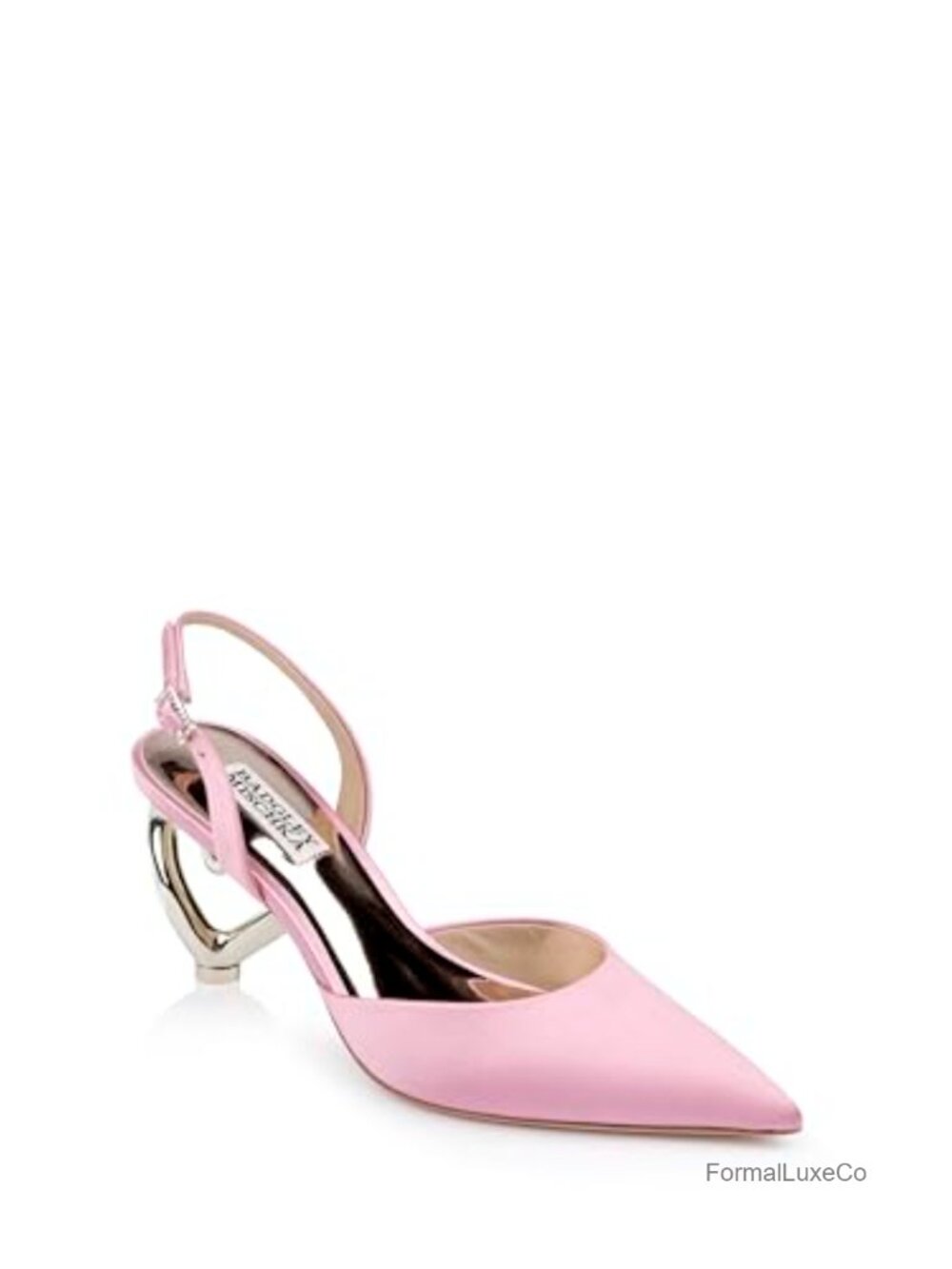 Satin Slingback Pumps with Lucille Heart Heel, Formal Evening Shoes